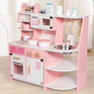 EDULAND Early Educational Role Play Wooden Cooking Toys Kitchen Set for Kids  MDF Material Girls' Vegetable Pretend Play Toys