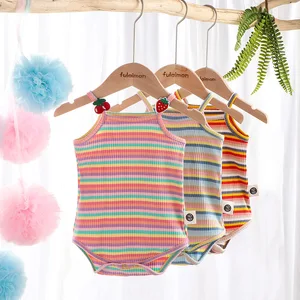 Summer Infant Rainbow Pit Strip Camisole One-Piece Outfits Baby Girl Rompers