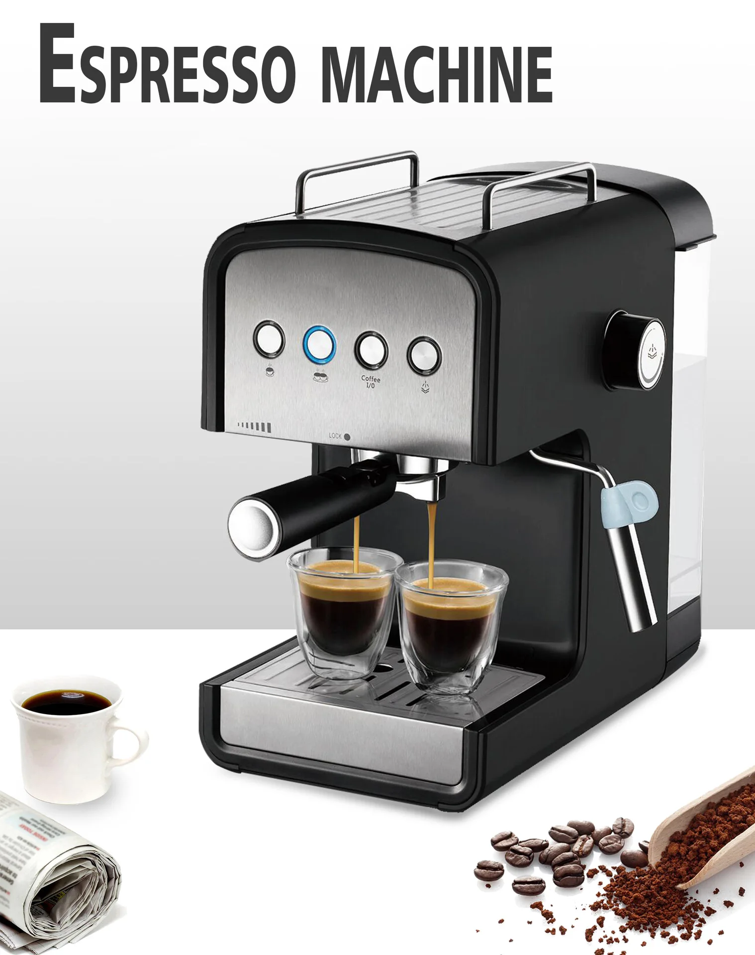 Inoxidable Con Filtro Doble Para El Hogar,Máquina De Café Expreso Con  Espuma De Leche De Estilo Italiano,2 Tazas - Buy Café,Fabricante De La  Máquina,Espuma De Leche Product on Alibaba.com