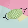 Green checkered pattern cotton face mask