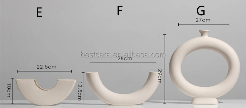 Nordic donut vase high-quality tabletop vase ins flower arrangement ivory white ceramic vase for home decor