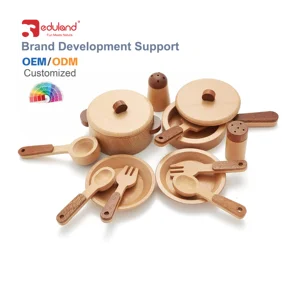 EDULAND Children Wooden Kitchen Utensils Cut Fruits Vegetables Dessert Play House Games Kids Cooking Tools Educational Toys Set