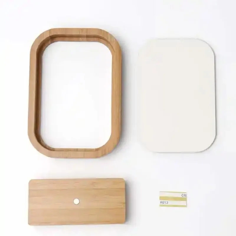 DIY Design Bamboo Photo Frame Sublimation Round Rectangle Shapes with Magnet Stand for Gift Giving