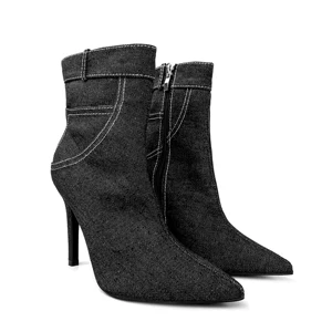 Custom Women Pointed Head Zip Fastener Designer Low Heel Leather Boots  Women Genuine Leathers Luxury Boots Women Ankle Boots