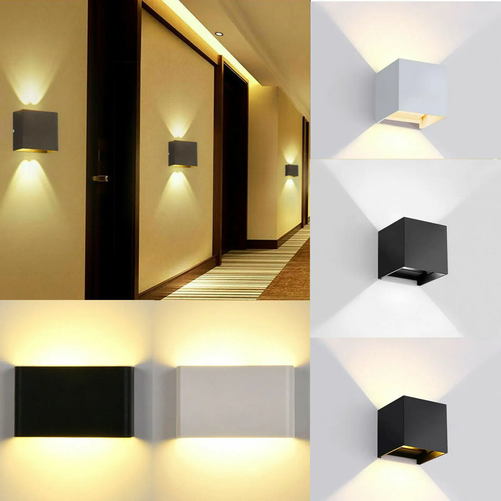 Lâmpadas de parede simples e modernas Arandela de parede Iluminação 360°  Rotativas para ambientes internos LED de alumínio acrílico quarto de hotel  luminárias de leitura 7W branco quente (3000K) (preto)