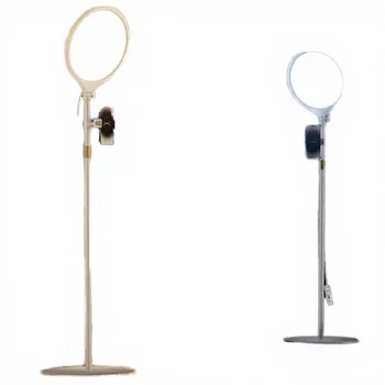 Aluminum Ring Light Stand Tripod Phone Holder with LED for Video Recording Makeup Streaming & YouTube/TikTok (White) detail image