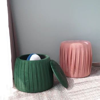 Stool New Sale Dining Round Modern Indoor Home Luxury Foot Step Living Room Velvet Gold Metal Ottoman Stools