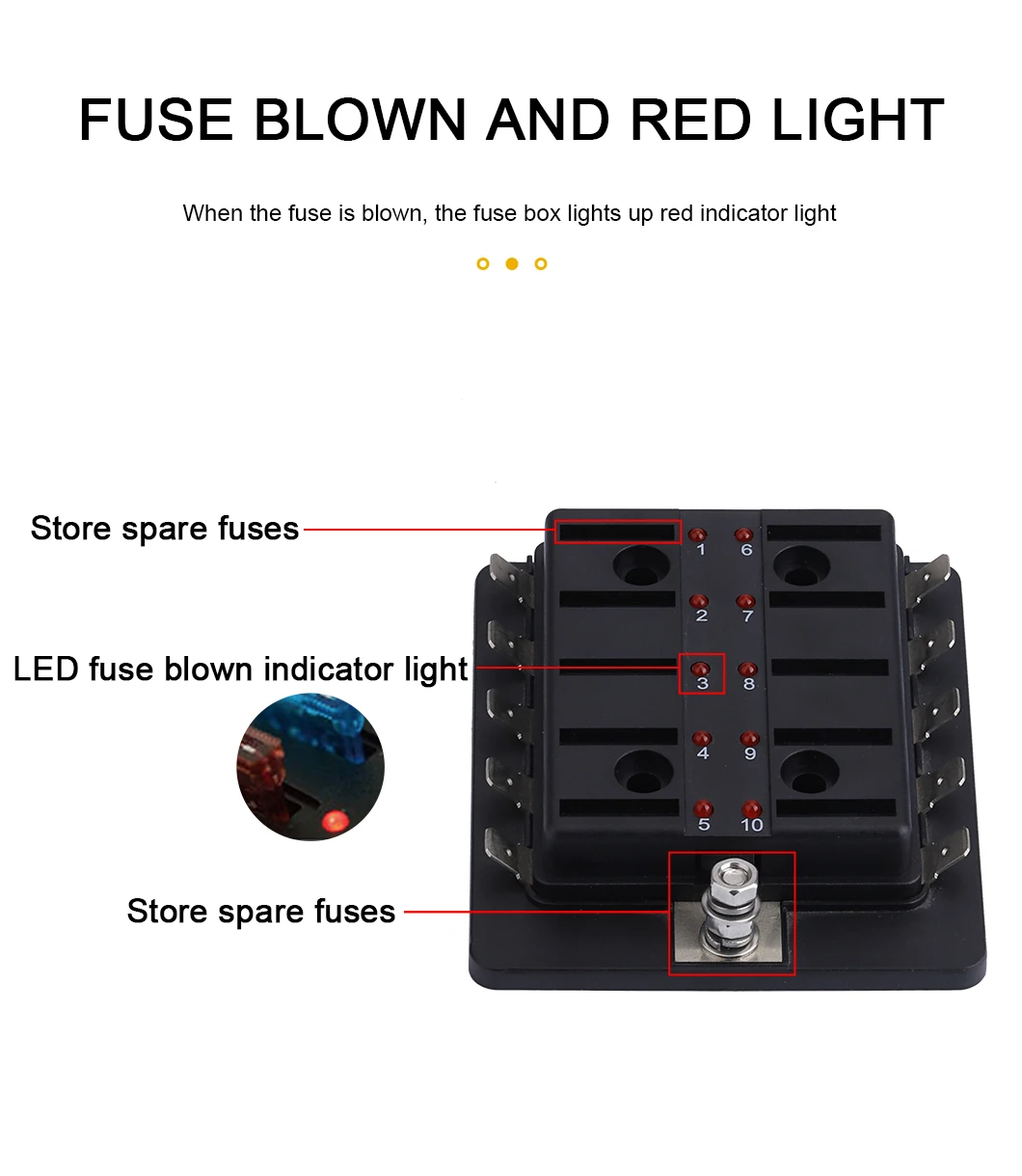 Blade Fuse Box With Led Fuses Block Holder Manufacturer Standard 6/8/10
