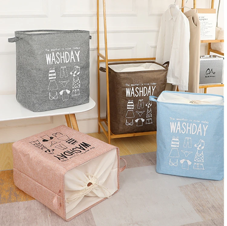 
 Organizer jute dirty folding collapsible custom hotel laundry Storage Basket Bag with drawstring  