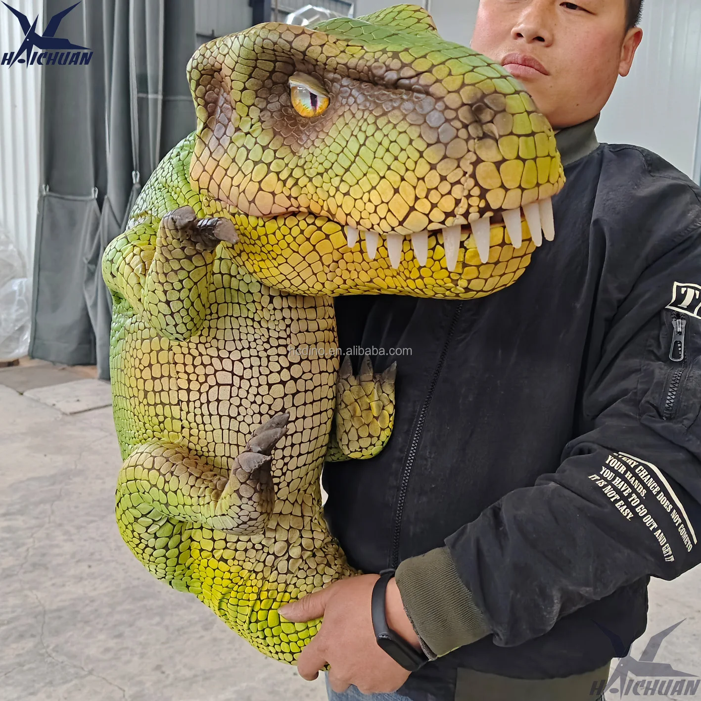 Hand-controlled Realistic Animatronic Baby T-rex Dinosaur Hand Puppet for Birthday Gifts Party