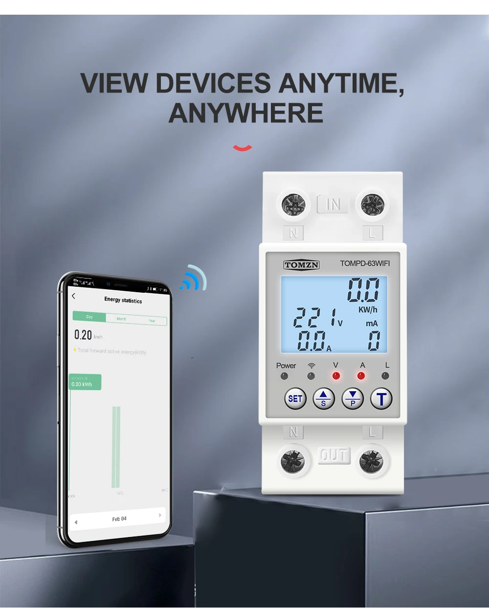 Tompd63 Wfi Switch 63a Smartlife Tuya Circuit Breaker Energy Meter