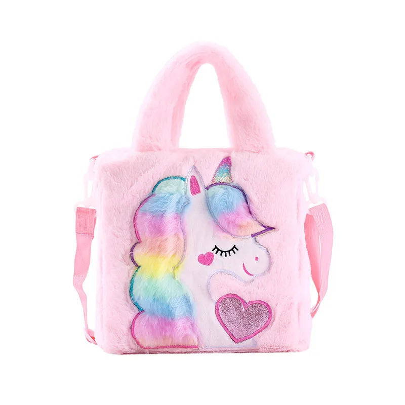 SHIYAO Girls Crossbody Cute Unicorn Purse Shoulder Bag Soft Fluffy Plush  Handbag(Multicolor) 