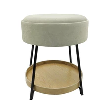 Living Room Bedroom Footstool Velvet Storage Ottoman Stools With Storage Round Footrest Stool With Tray