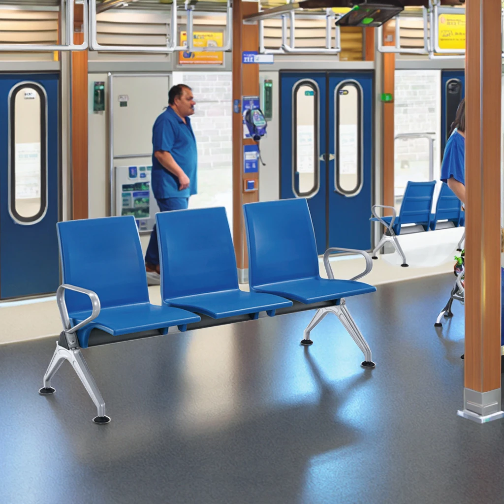 Modern Outdoor Powder-Coated Rectangular Pipe Frame Hospital Seating for Hospital Use 2