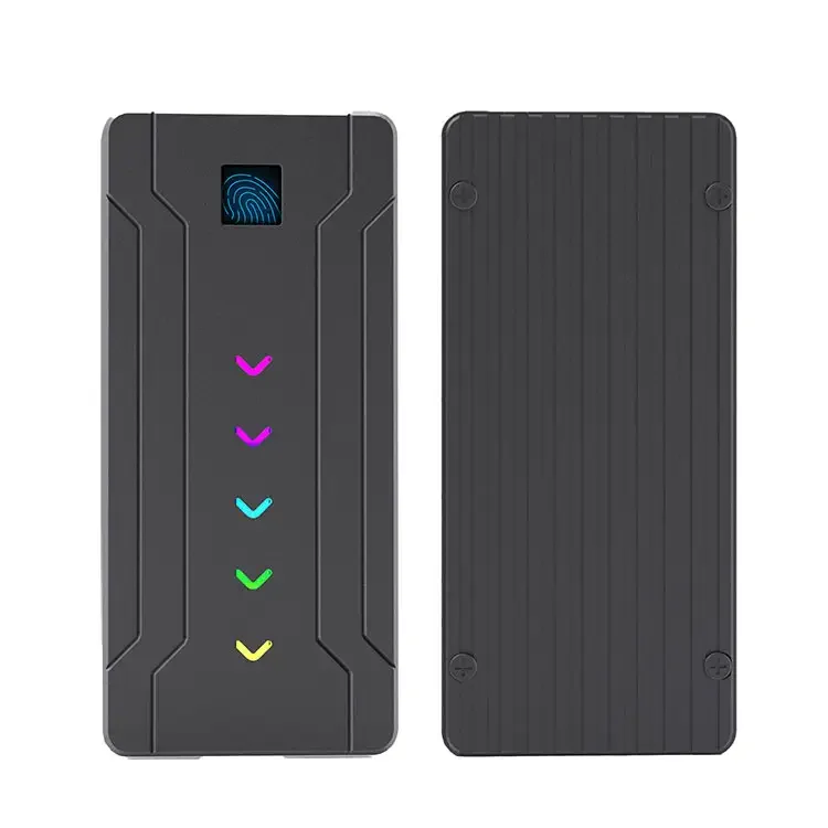 Wholesale USB 10G Dual Protocol NVMe/SATA HDD Enclosure with Fingerprint Encryption M.2 Solid State Drive Box for Office Use