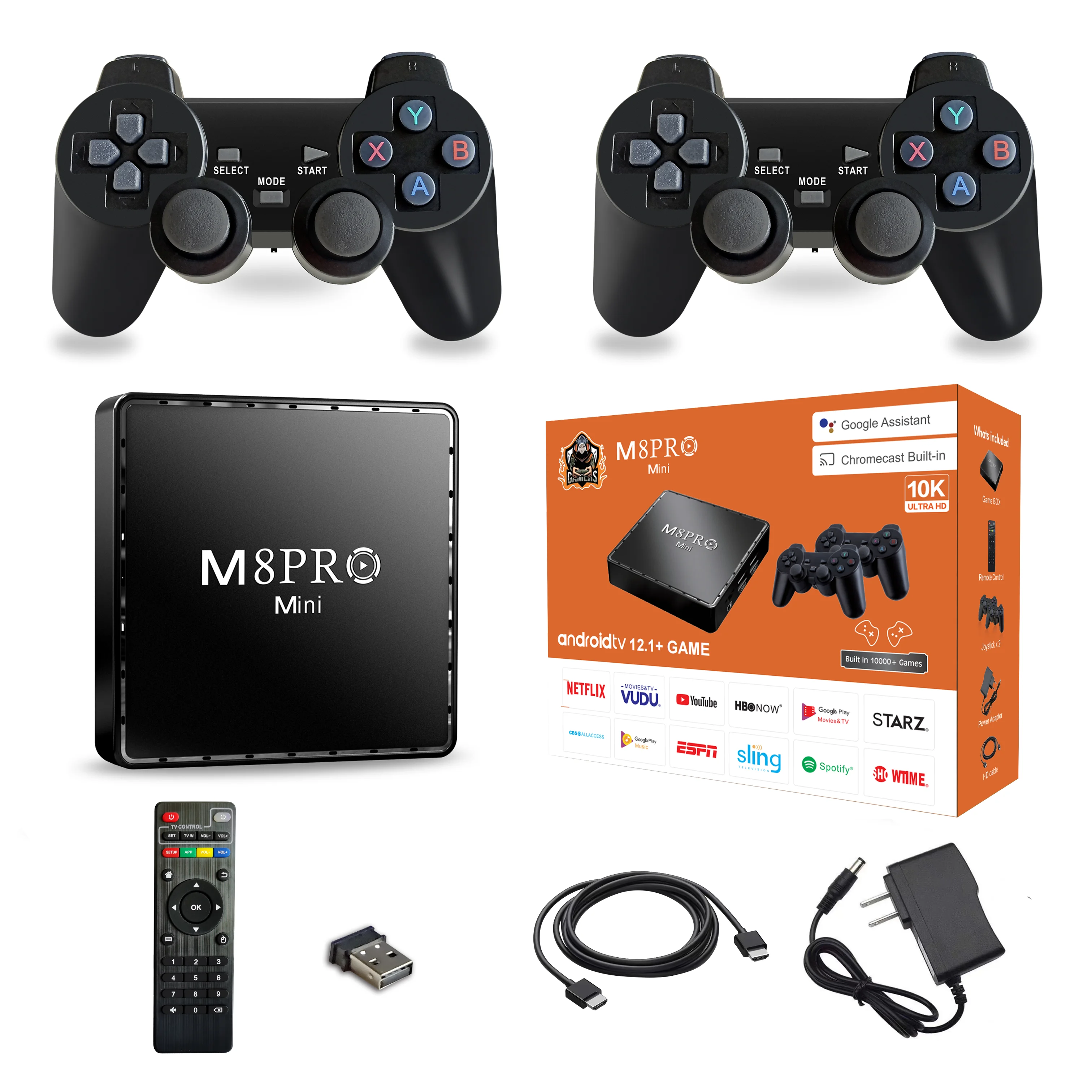 M8 Pro Mini Game Tv Box 4k Hd 10000 Retro Games H313 Android 12 Wifi Video Game Console Dual System Media Player With Joystick