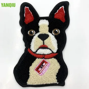 Factory Direct Towel Embroidery patches Custom design Animal logo Dog Badge for clothing