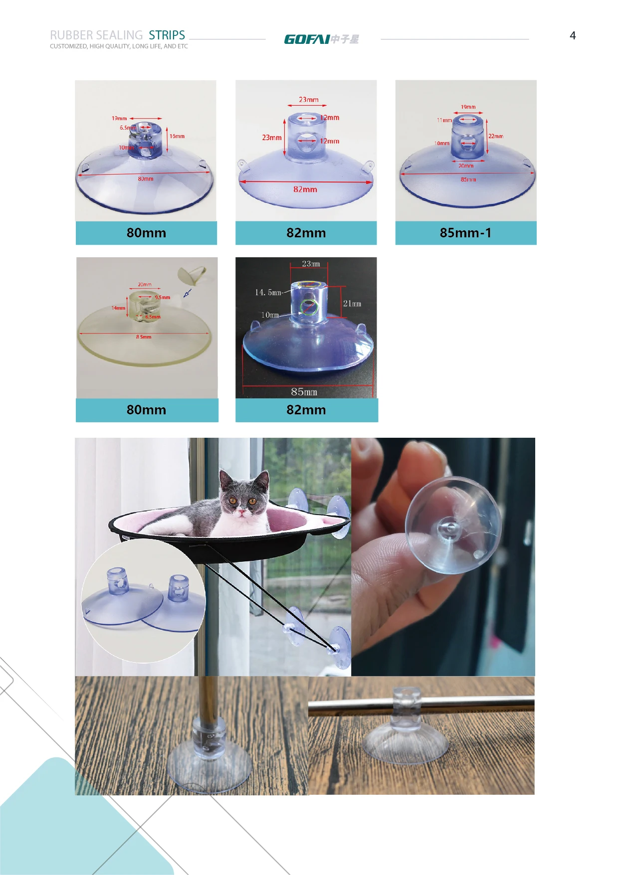 Pvc Suction Cup With Top And Side Pilot Hole For Glass Table/clear