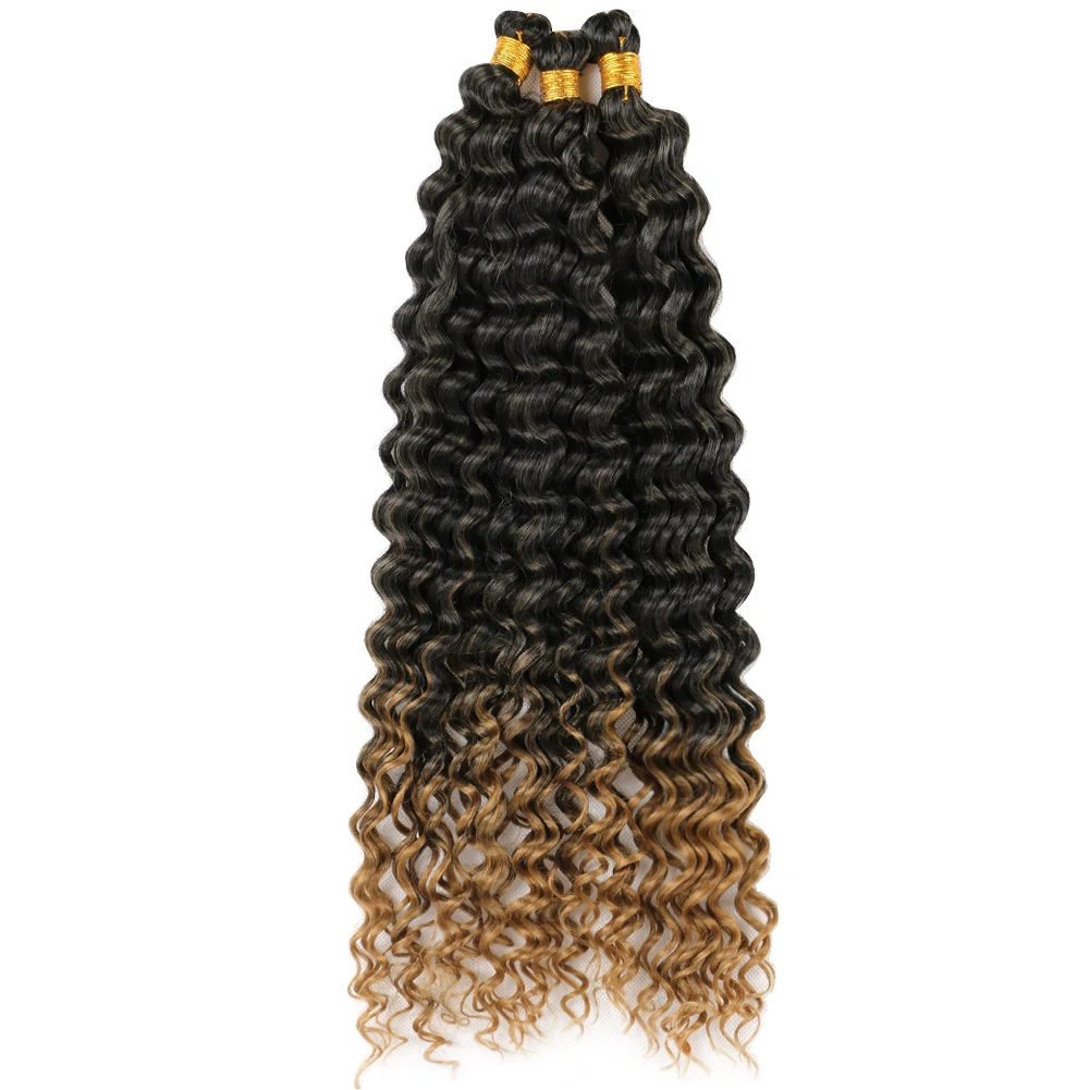 Deep Wave Ombre Color Crochet Braids 22inch Curly Synthetic Braiding ...