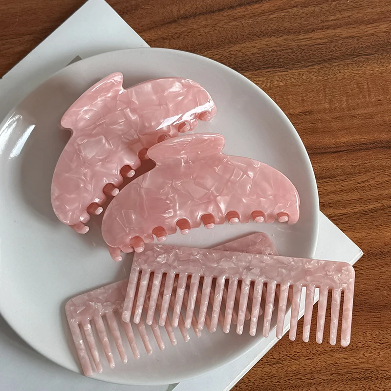 Оптовая продажа высокое качество простой розовый большой женский Ацетатный гребень для волос и