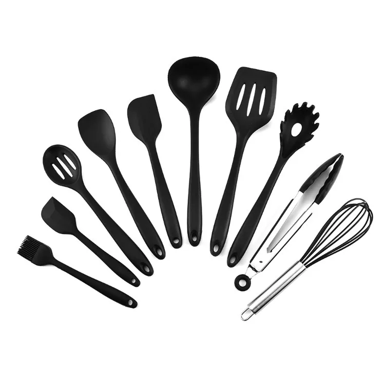 Silicone Kitchen Utensil Set 10 Pcs Heat Resistant Non-Stick Spoon Spatula Ladle Cooking Tools Dinnerware