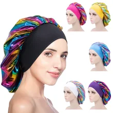 Double Layered Custom Logo Rhinestone Headband Designer Bonnet Satin Hair Wraps Bonnets