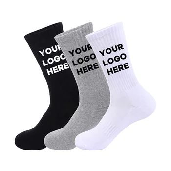 Wholesale Custom Logo Outdoor Sport White Socks Men Black Letter Running Custom Basketball Socks