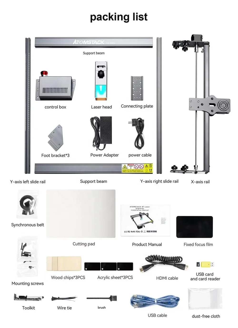 ATOMSTACK X7 S10 Pro 50W Small Diode Laser Stamp Cutting DIY CNC Metal Jewelry Stamp Granite Stone Wood Laser Engraver Machine