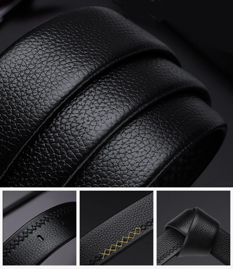 Wholesale Customized Men Leather Belt Genuine Leather Alloy Pin Buckle