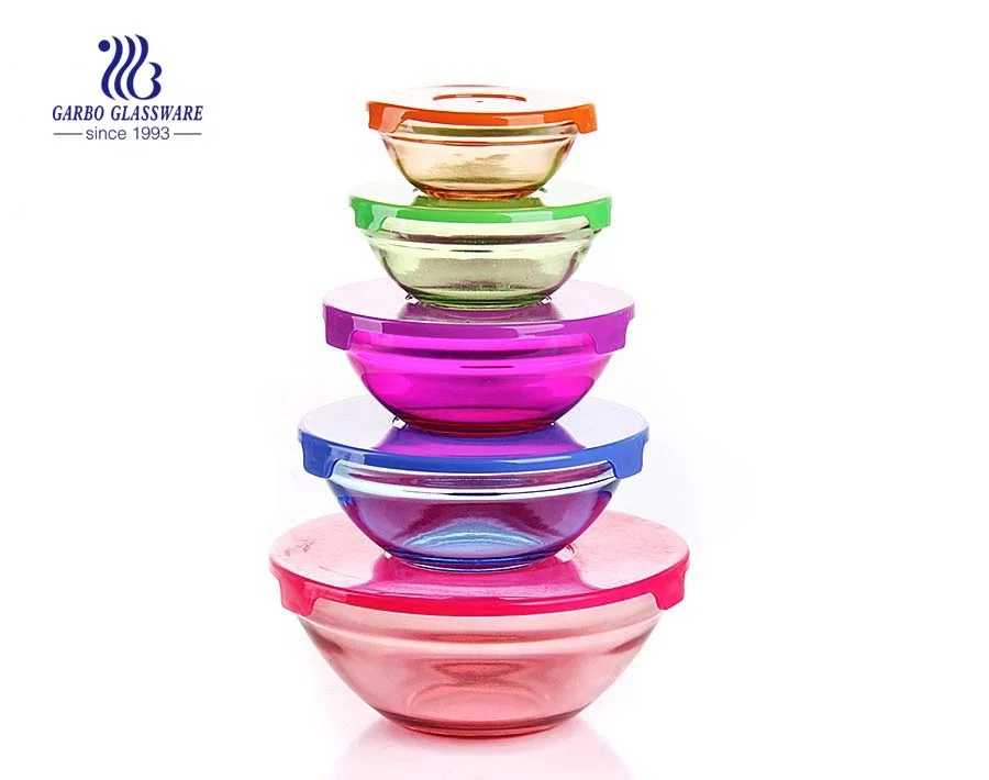 Hot Sale 5PCS 5oz/8oz/12oz/19oz/32oz Glass Salad Food Bowls Set