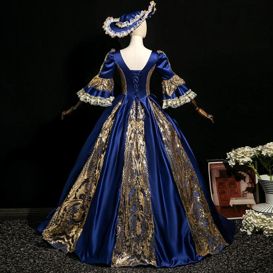 Photography French Court Dress Masquerade Ball Show New Year's Party Hosting Sequined Princess Performance Costumes Polyester
