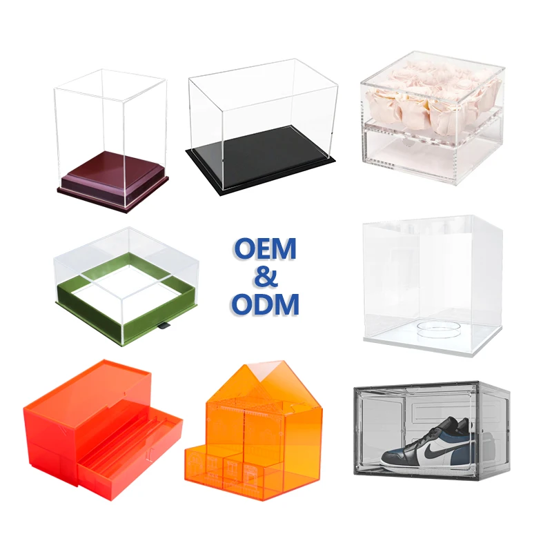 Factory Custom Large Small Acrylic Box Acrylic clear Boxes Display Big Acrylic Shoe Gift Candy Flower Storage Box