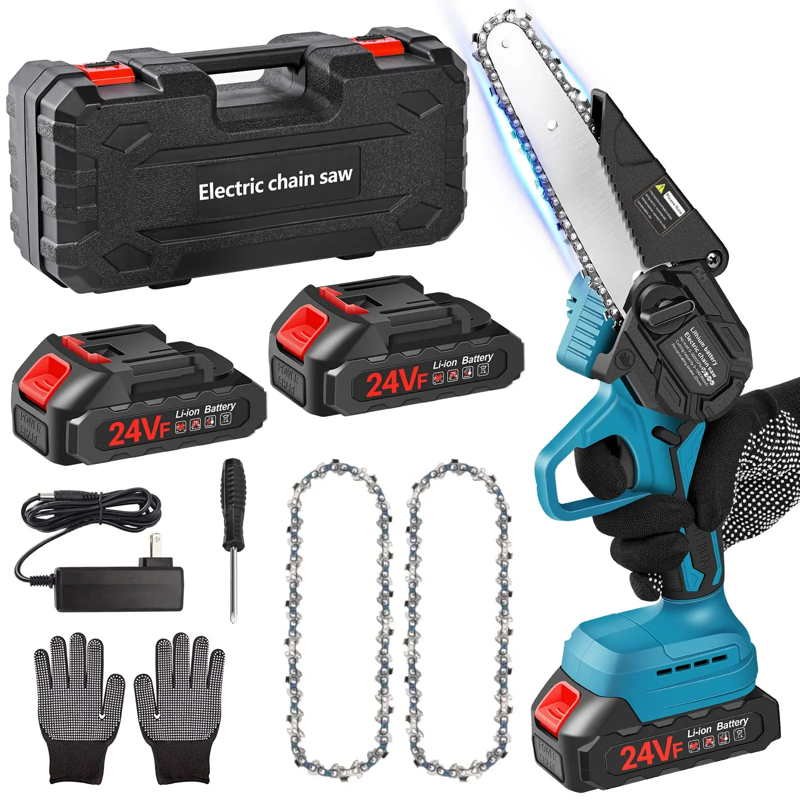 Мини бензопила машина для резки деревьев 6-дюймовая электрическая Беспроводная бензопила с замком, портативная мини-Батарейная бензопила