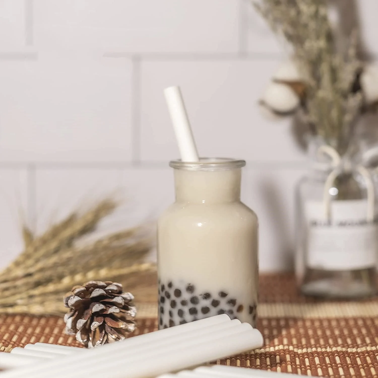 Biodegradable Fiber Straws Customized Logo Pla Straw Cornstarch