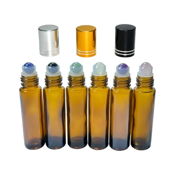 Wholesale Customized Rollerball Glass Bottle with Natural Stone Rolling Balls Can Pack Massage Oil For Personal SPA at Home