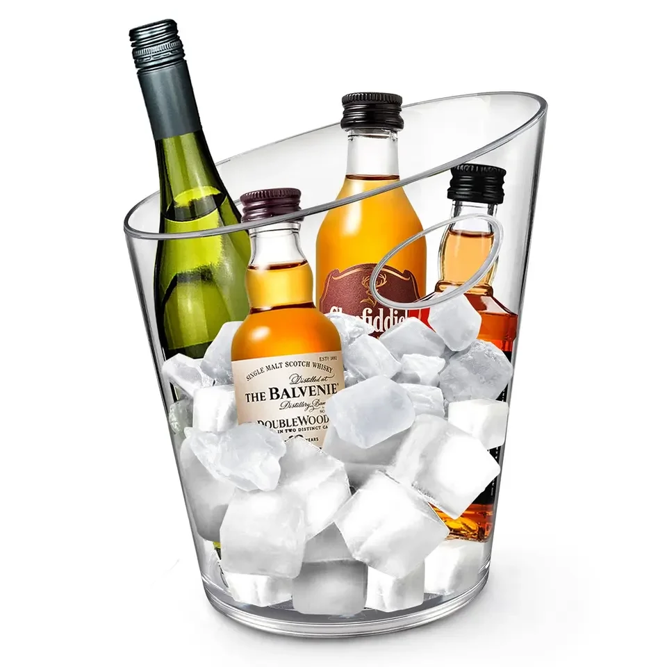 New Design 6.5l Clear Plastic Wine Cooler Bucket Champagne Ice Bucket