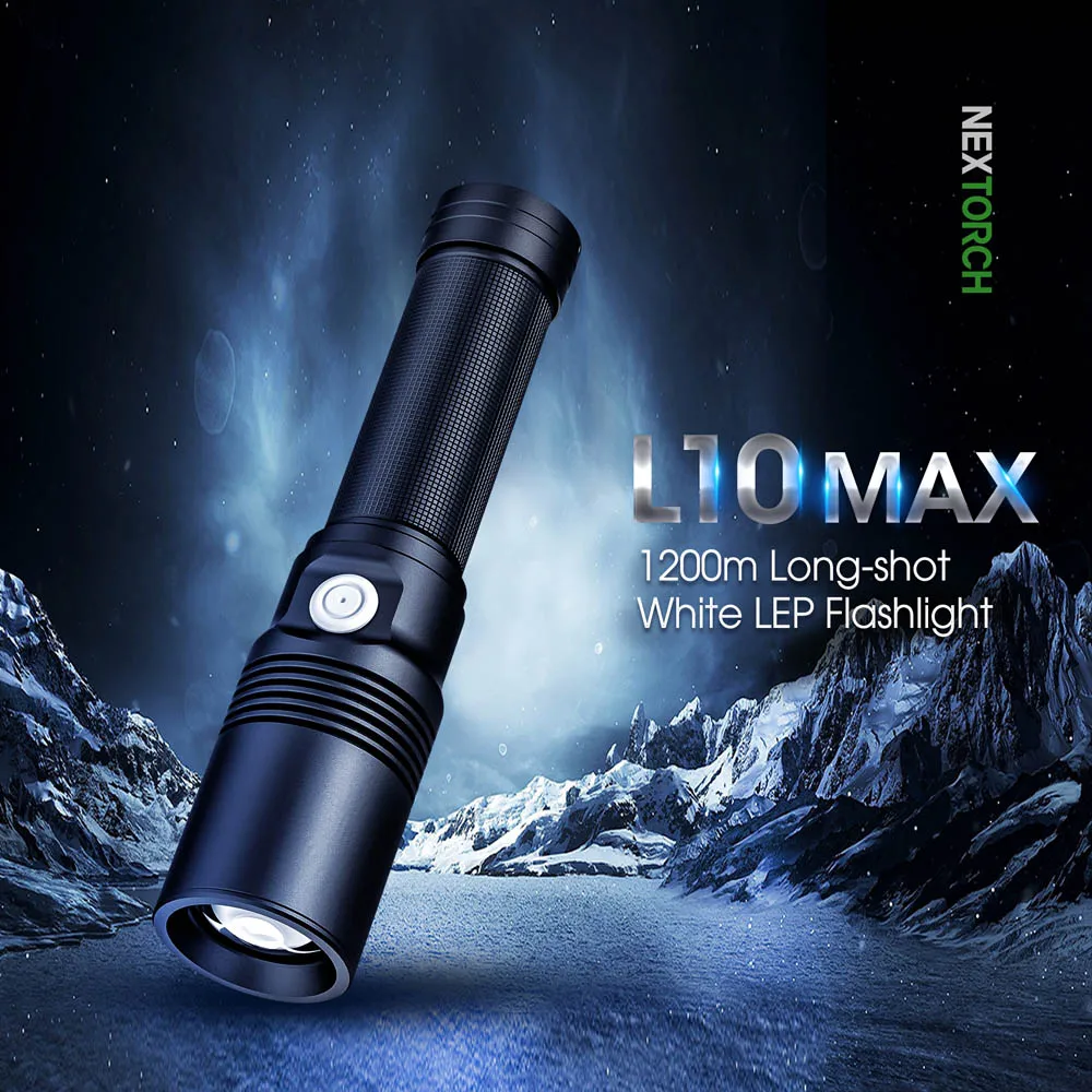 Nextorch L10 Max USB-C Rechargeable LEP Flashlight - 400 Lumens - Includes  1 x 21700