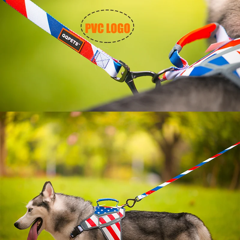 Стильный красный синий поводок для бега с логотипом собаки заготовки для сублимации карабин ремень для питомца с мягкой ручкой