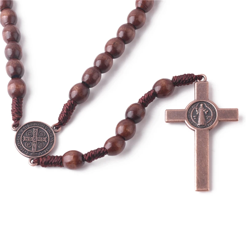 Catholic Religious Men's Jewelry Crucifix Pendant 8*10mm Brown Wooden ...