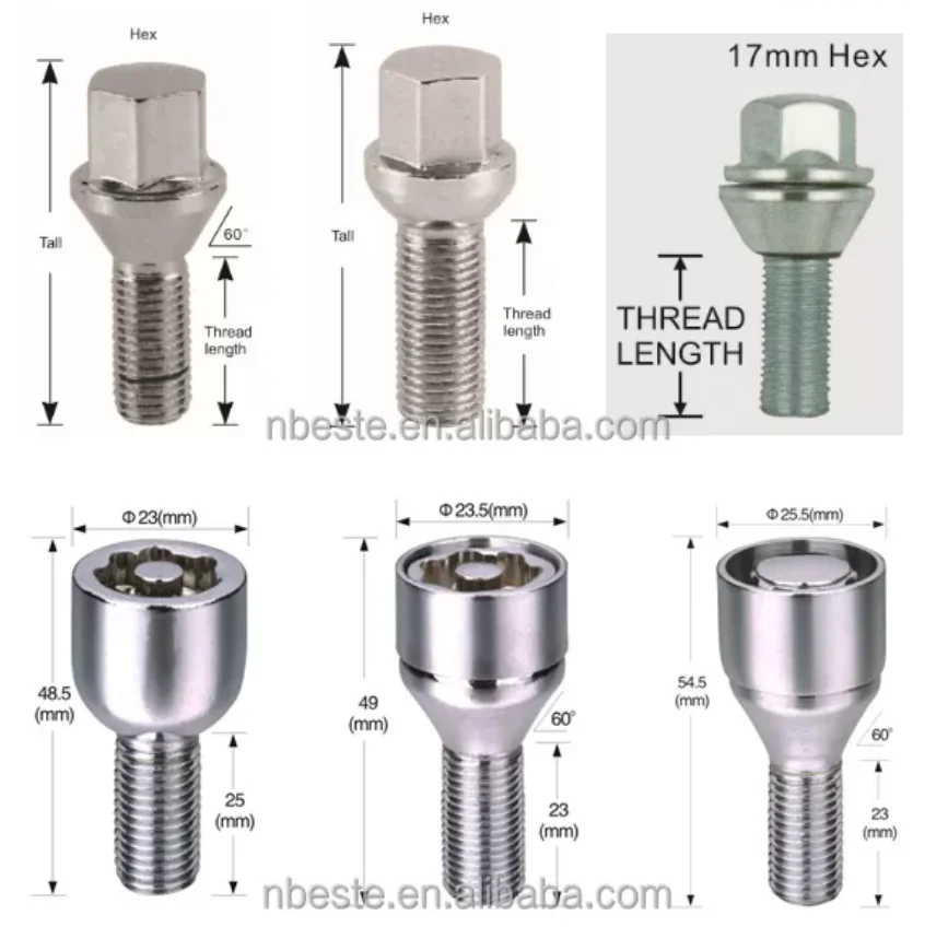 10.9 Carbon Steel Grade Wheel Stud Bolts 12x1.5m Wheel Bolts And Locks