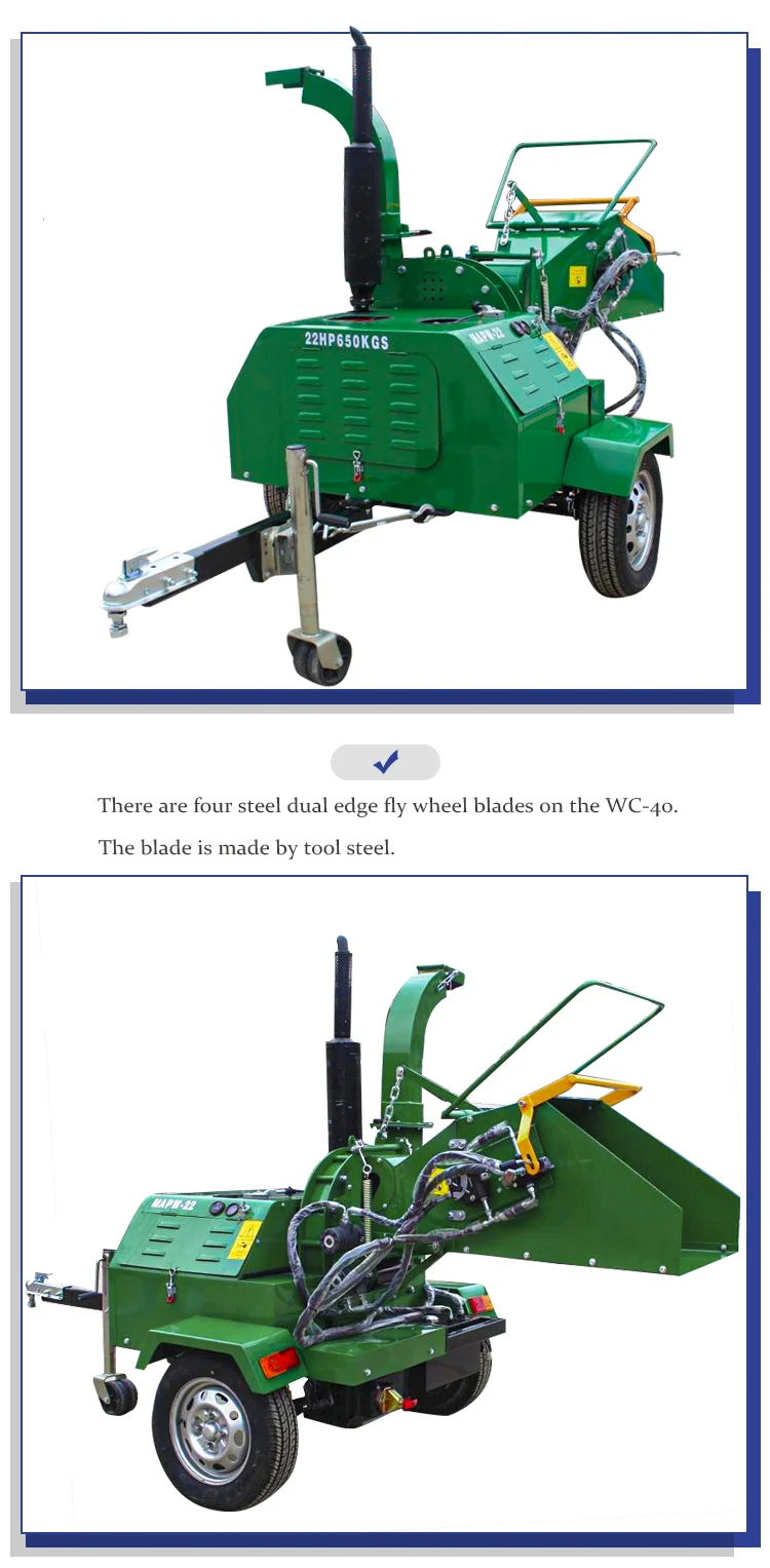 Ce 22hp 40hp 50hp Wood Chipper Shredder Pto Wood Chipper Machine Tree