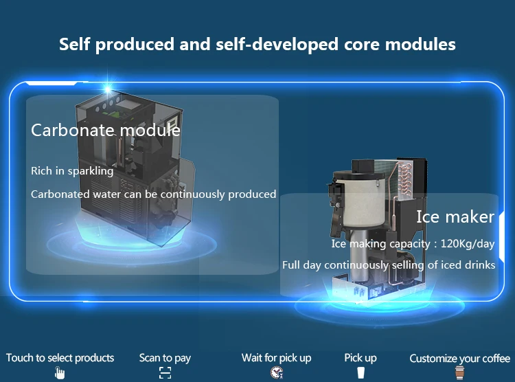 Loyalsuns Expresso Coffee Juice Sparkling Water Vending Machine Maquina