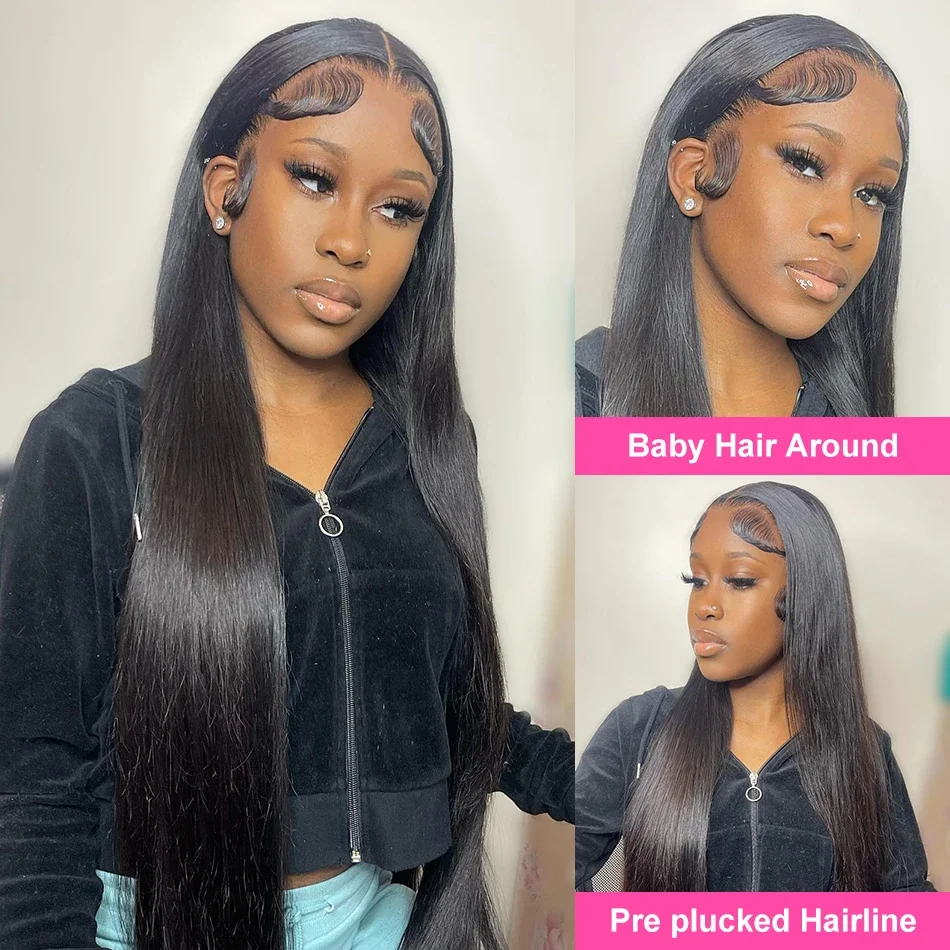 Parrucca frontale in pizzo trasparente HD Remy brasiliano dritto 13x6 per capelli umani da 30 a 32 pollici, parrucche frontali in pizzo dritto 360 per donne_voghion.com