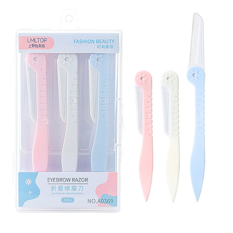 Lmltop Wholesale 3pcs Custom Dermaplaning Facial Foldable Eyebrow Razor