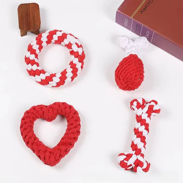 Amaz Hot Selling New Valentine's Day Series Pet Toys Pet Cotton Rope Set Toys