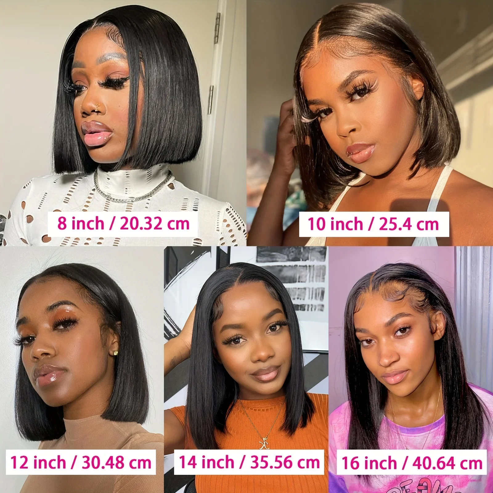 Parrucche corte Bob per capelli umani Parrucca frontale in pizzo brasiliano dritto per donne_voghion.com