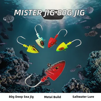 80g Metal Jig Fish Head Saltwater Lead Head Deep Sea Jigging Fishing Lure for Perch Bass & Shark – Metal Jig – view 4