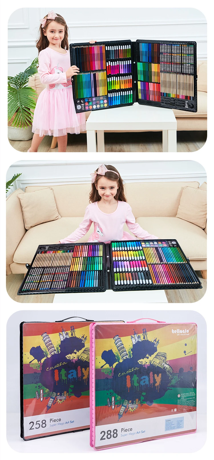 258 pieces art box set color