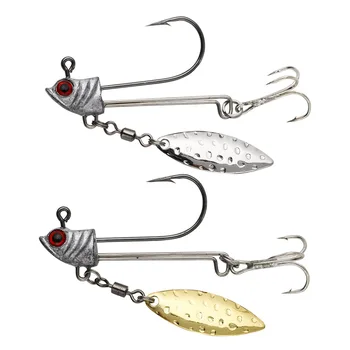 Wholesale 3D Eyes 7.2g 9.2g 16.4g High Carbon Material Fishing Lead Jig Head with Spoon Blade for Soft Worms Lure – Soft Lure – view 2