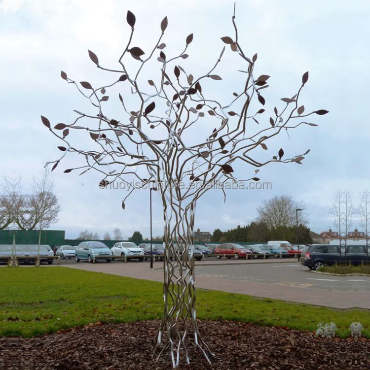 Large Outdoor Stainless Steel Wire Tree Sculptures - Custom Metal ...